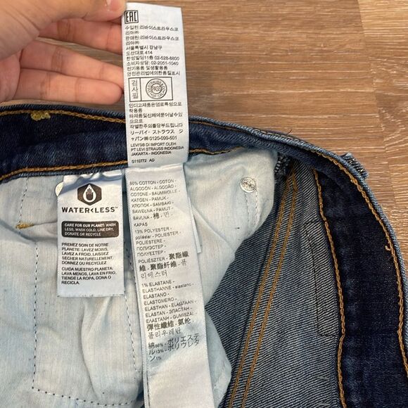 Levi's Ribcage Straight Ankle Distressed Dark Blue Jeans Sz 30 - Picture 10 of 16